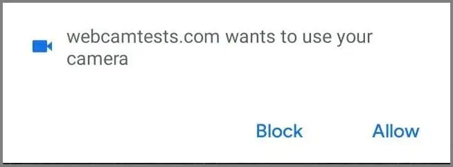 Android Use Your Camera Permission Popup