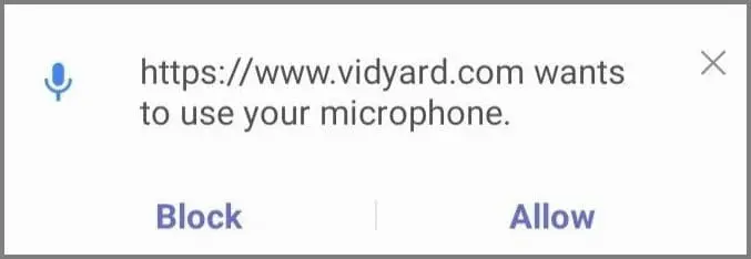 Microphone Permission popup
