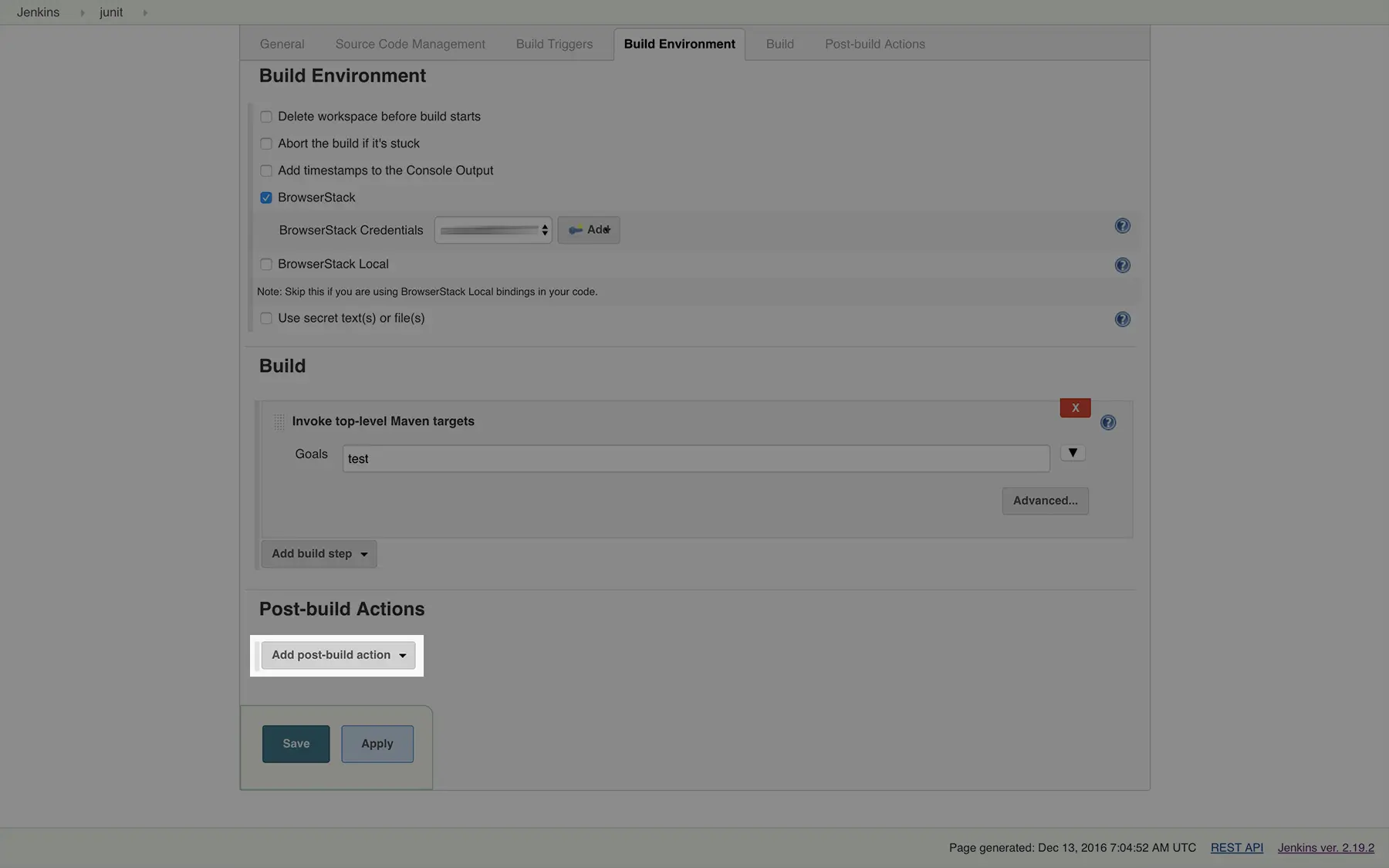 Click Add post-build action