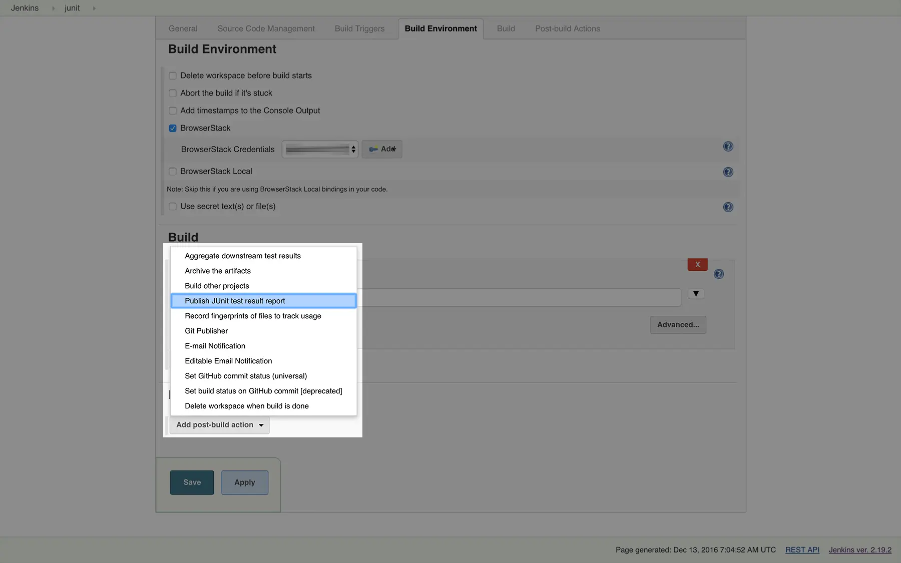 browserstack automate jenkins plugin publish test report