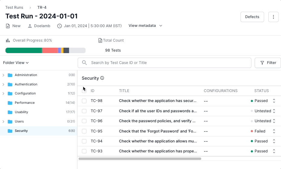 Select Azure in the defects field