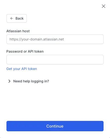 Enter host url and api token to complete the integration