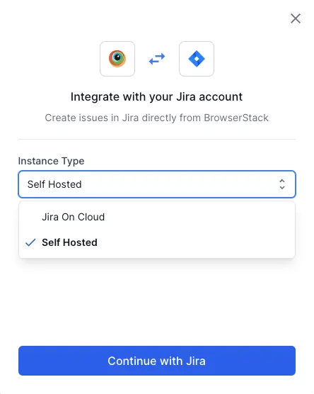 Select Self Hosted instance type