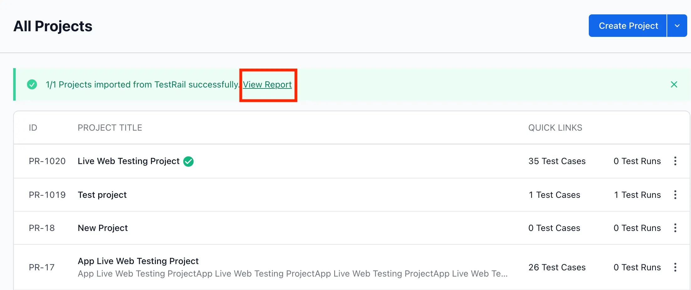 Click View Report to check import report in the Quick Import detailed view