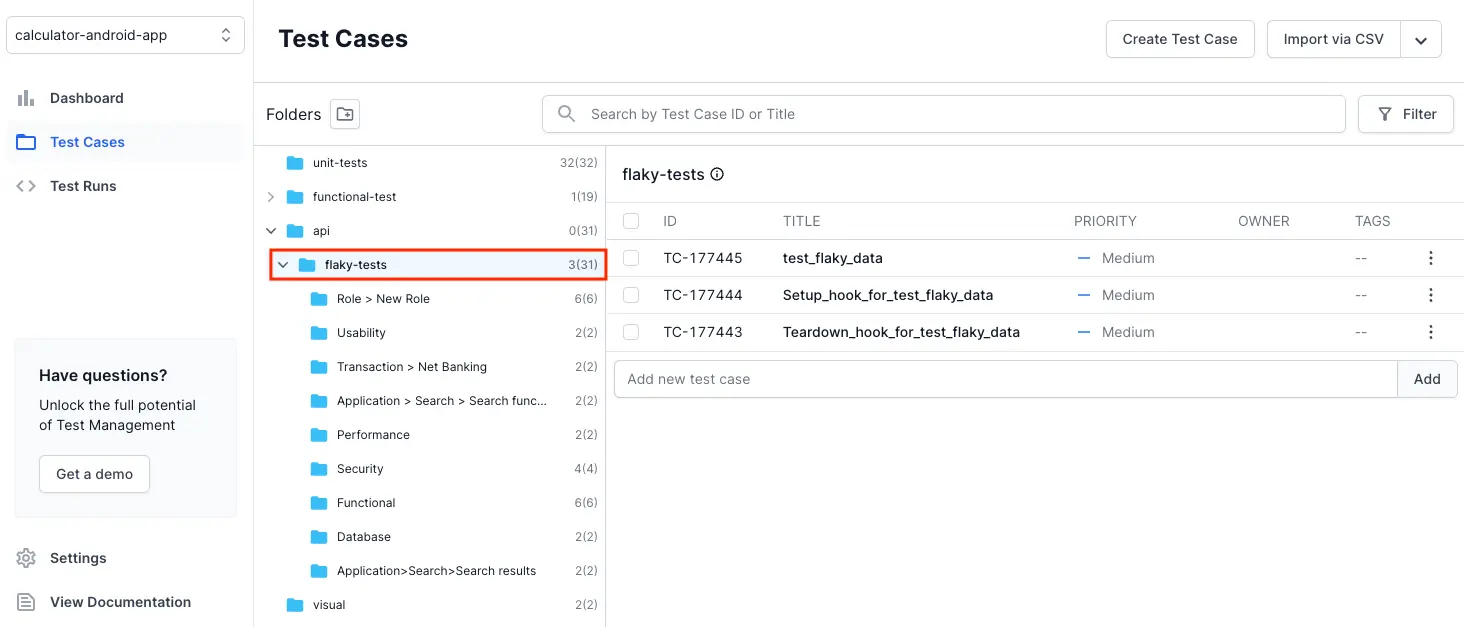 Test Cases count in nested folders