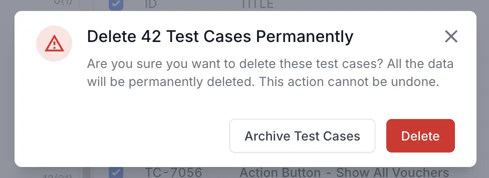 Bulk delete confirmation