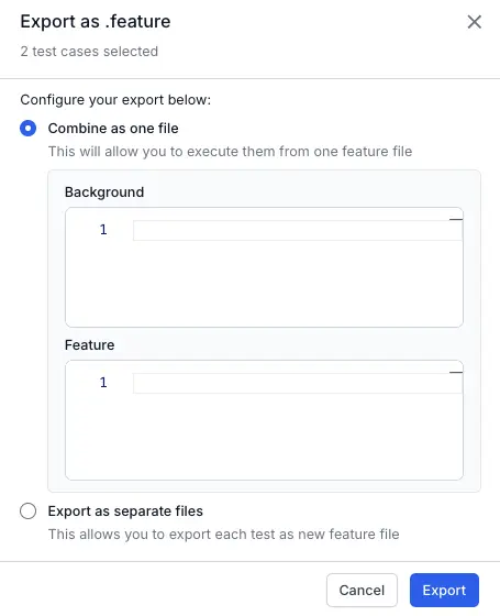 Configure the feature file export
