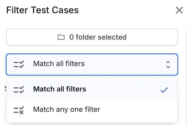 Select Match filtering options