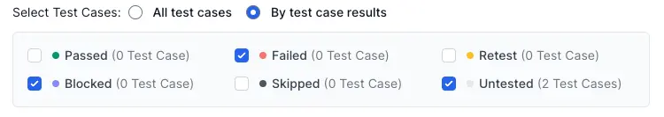 Select checkboxes by test case results