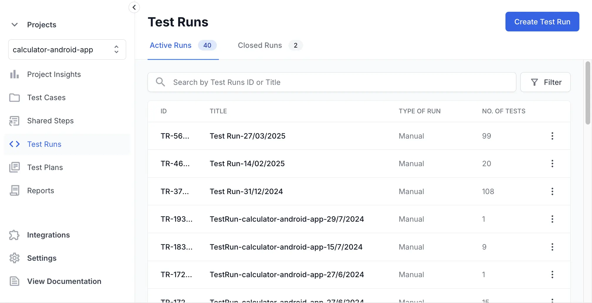 Jira connection to test run