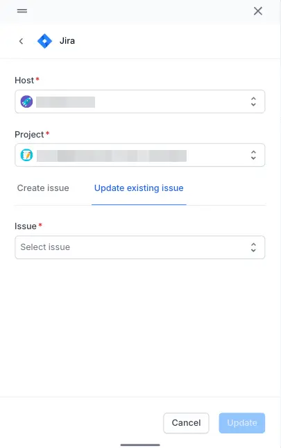 Select issue and update the relevant fields