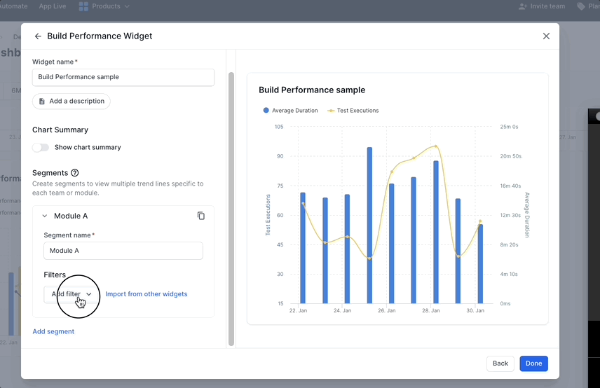 Add a filter to include only the data you want in a particular segment