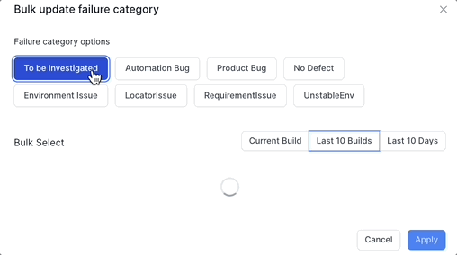 Select auto failure analysis category