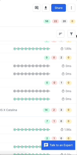 Filter tests in a build