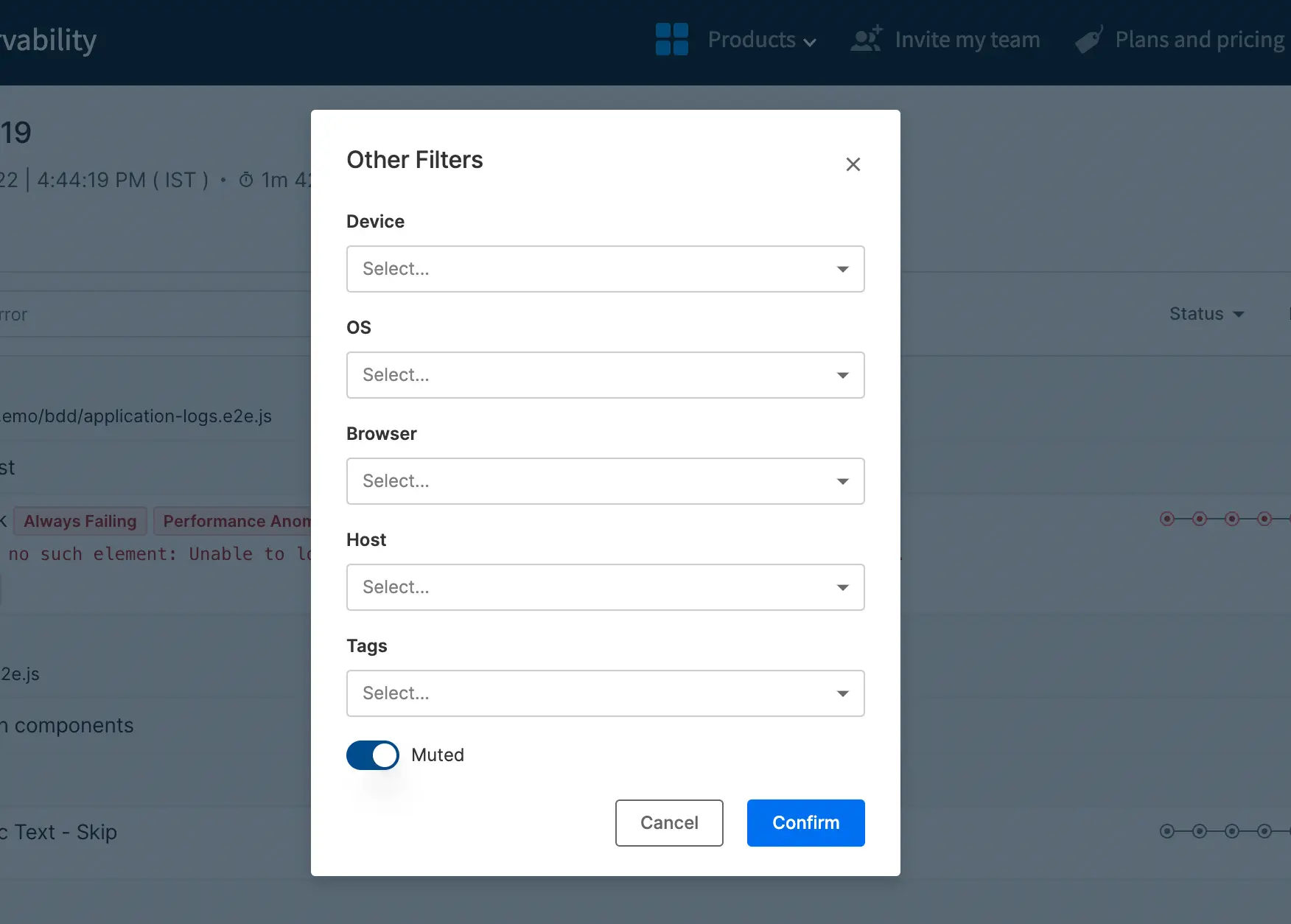 The Other filters pop-up showcasing the Muted filter toggle
