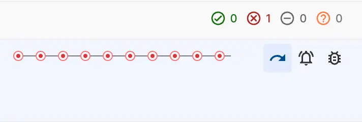 A sample test with the Re-run icon highlighted