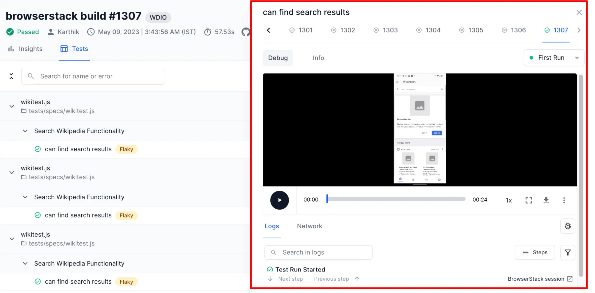 View Timeline Debugging from Build Runs