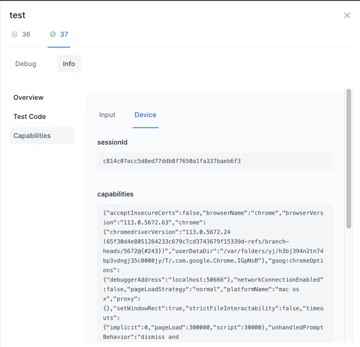 Info view device capabilities