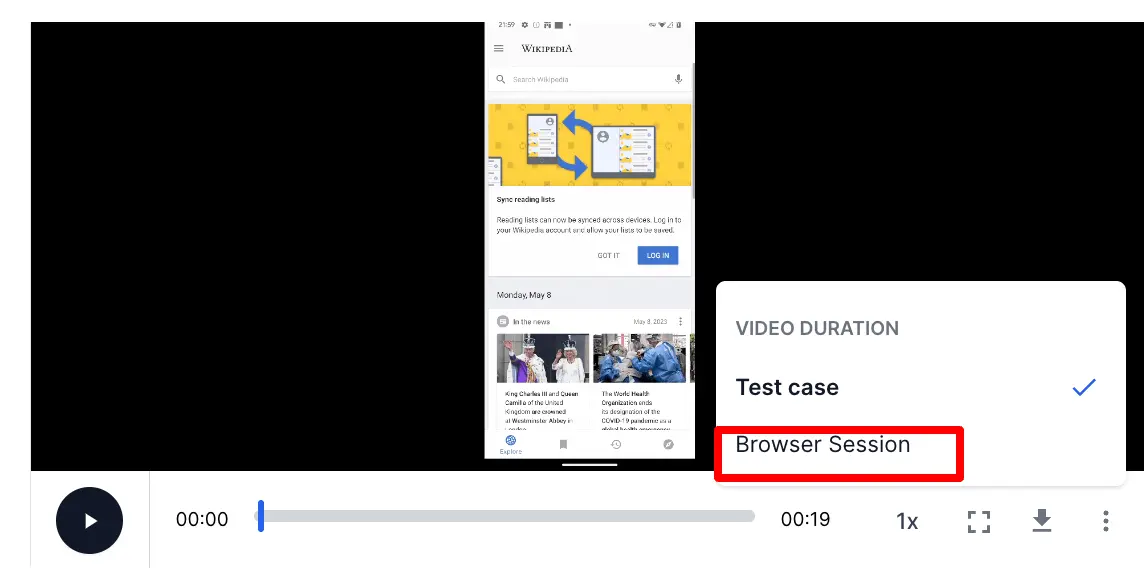 Video recording - Browser Session