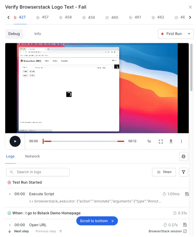 Timeline debugging view from Unique Errors
