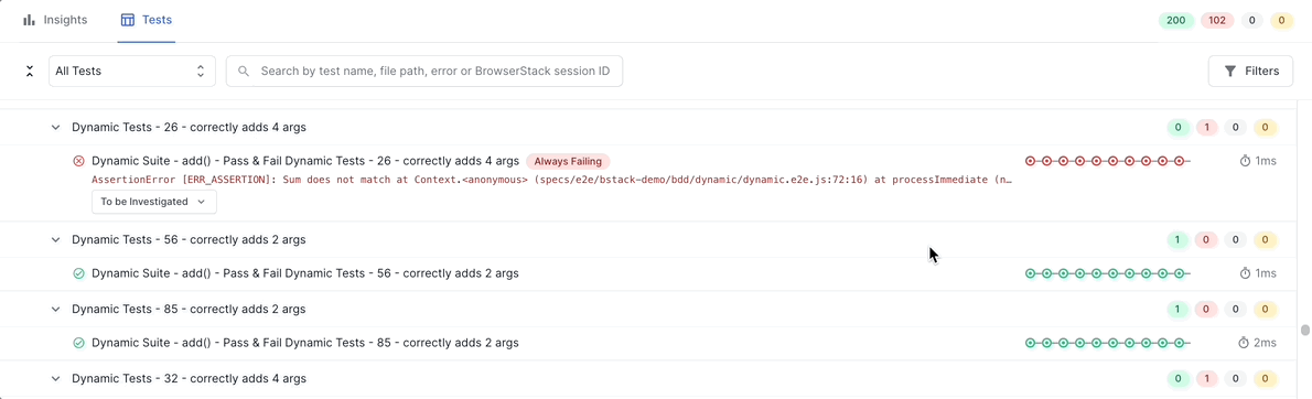 cursor hover over a timeline graph and click on the bug icon