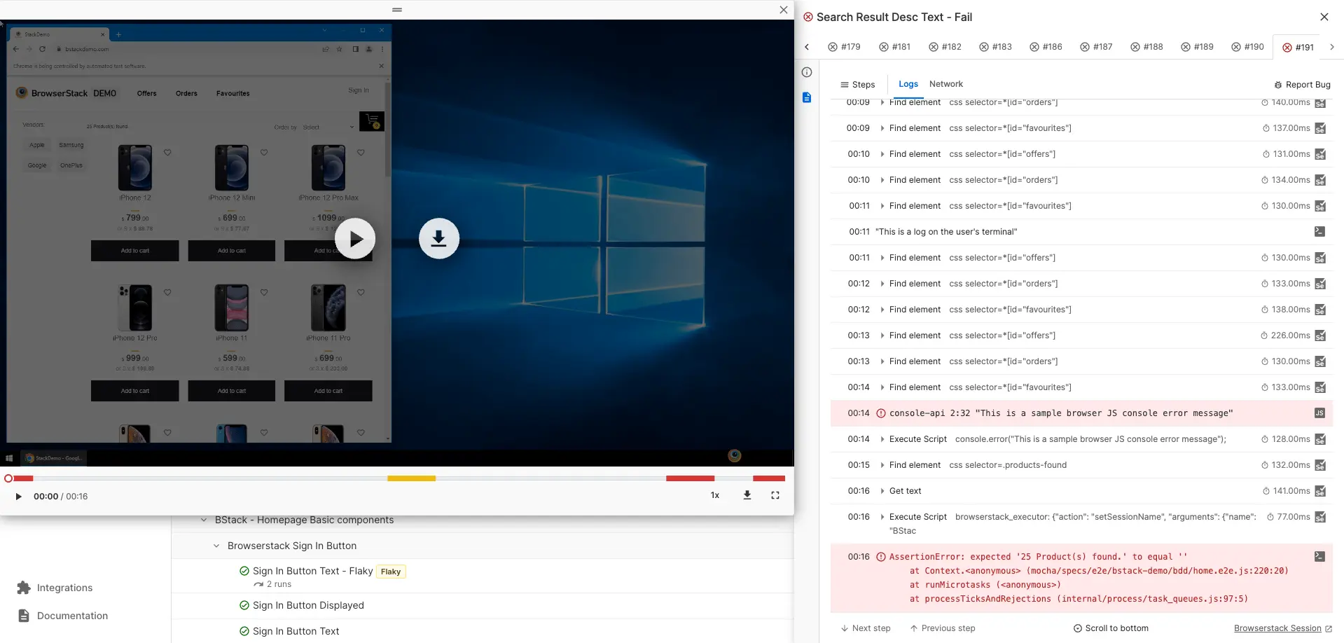 Test details of Test Observability